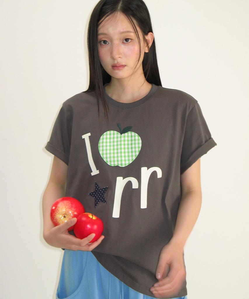 RONRON I Rr Applique Basic Fit T Shirt Charcoal