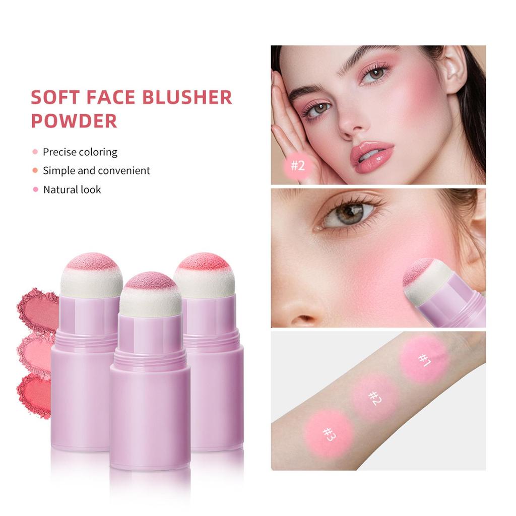 Violet Tube Sponge Head Blush Stick Matte Mist Face Natural Hold Rouge Blush