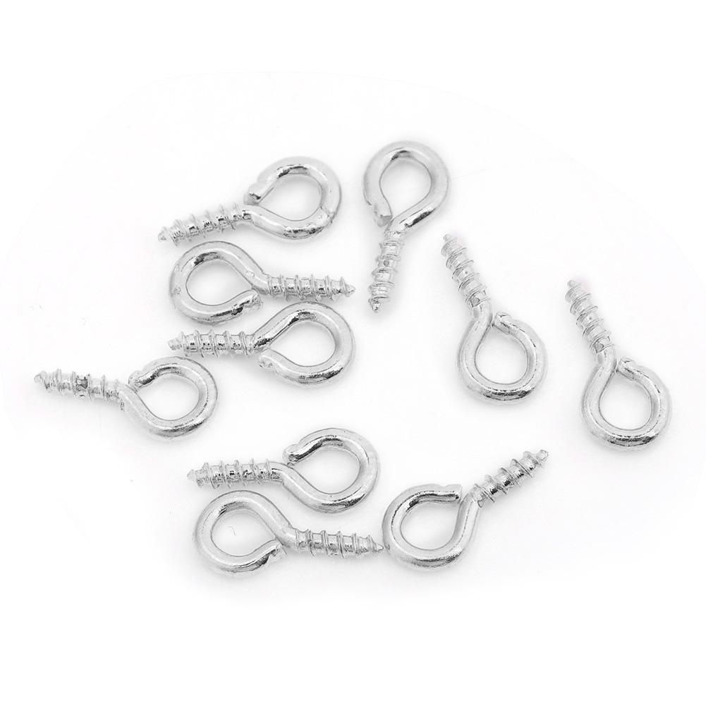 100 шт DIY металлический винт глаз штифт сверло крючок петля глина смола ювелирные изделия аксессуары (Серебряный)