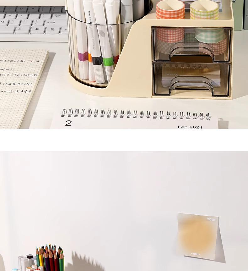 360° Rotating Pen Holder: Luxurious, Multifunctional, Large-Capacity Desk Storage for Students and Offices