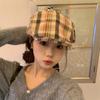 Клетчатая шляпа вперед детская осенне-зимняя ретро клетчатая берет милая кепка повседневная нишевая рабочая шляпа