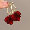 Модные серьги-лепестки для женщин, элегантные красные серьги