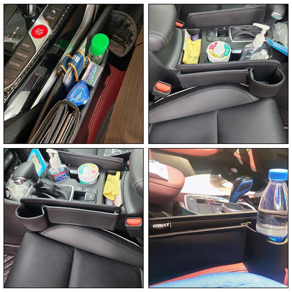 Многофункциональный с подстаканником органайзер для автомобильного сиденья из искусственной кожи автомобильная консоль боковой ящик для хранения мобильных телефонов