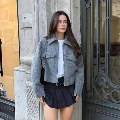 Трендовый женский твидовый короткий жакет 2024 - Европейская и американская уличная мода для весны/осени