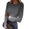 Women's  And Winter Slim Bottom T-shirt Fashion Casual Gradient Printing Round Neck Pullover Long Sleeve Top