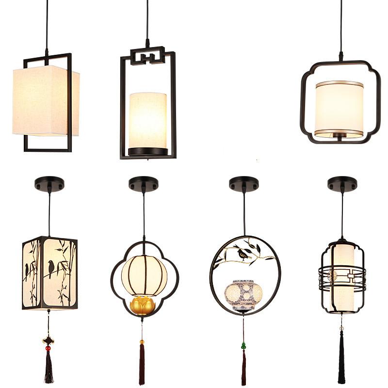 Китайский Фонарь Люстра Железная Ткань Ресторан Подвесной Светильник Скандинавский Домашний Декор Спальня Доска Балкон Коридор Бар Светодиодные Огни
