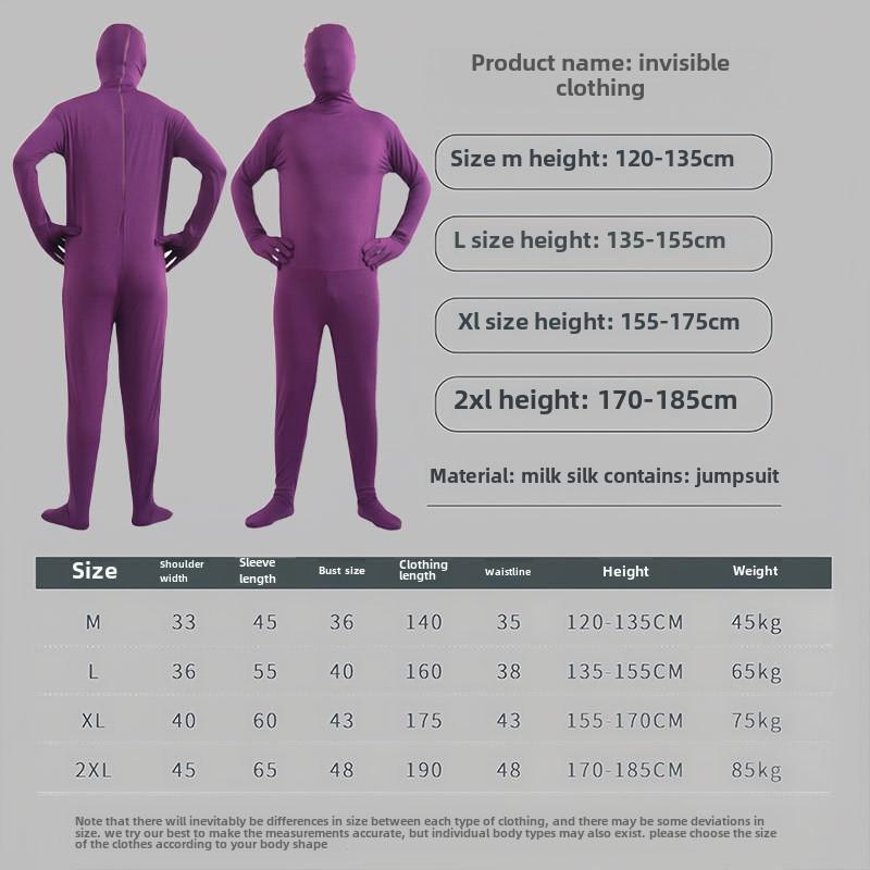 Men's Solid Color Black Invisible Halloween Jumpsuit (Available for Kids)