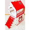 Decorative Wooden Cat House with Terrace 2 Storey Cat House with Stairs Red - White