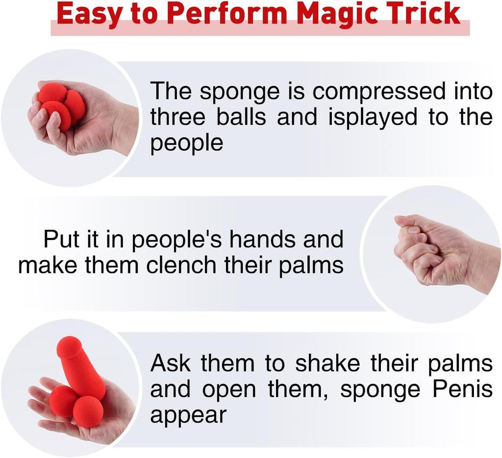 1set Small Sponge Brother with 4pcs Sponge Balls Magic Tricks Stage Street Illusions Gimmick Accessories Props Joke Penis Toys