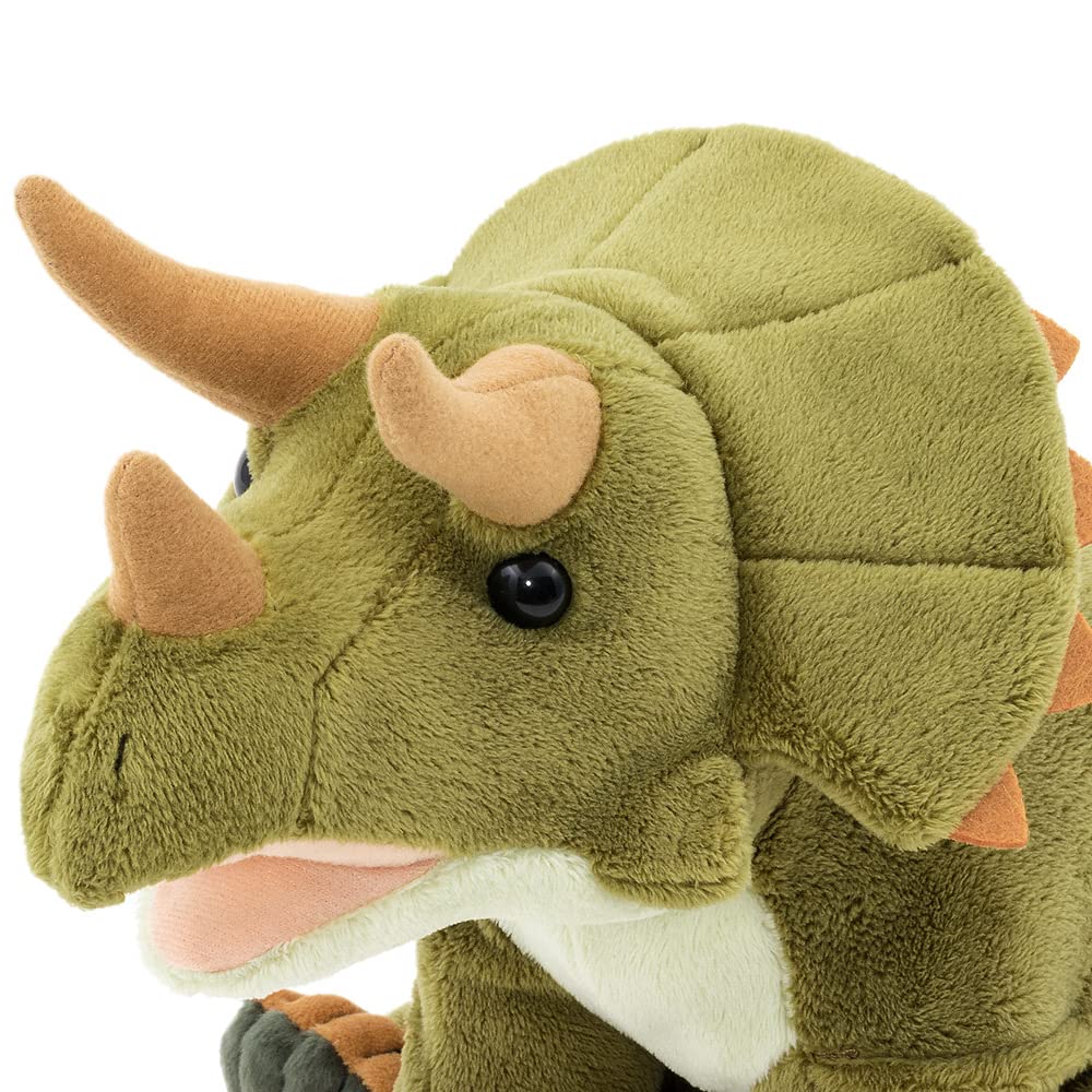 COLORATA Triceratops Plush Toy Gentle Stuffed Dinosaur Toy Gift Present Read 2 Christmas Christmas Present (M Size/Sitting Series) Touch/Realistic