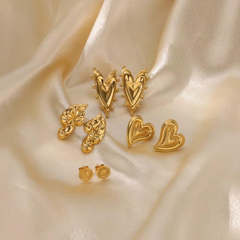 Серьги из титановой стали золотого цвета, геометрические, с сердечками, модные, металлические, в стиле ветродуя, с преувеличенной личностью, нишевые, с высоким чувством, женские