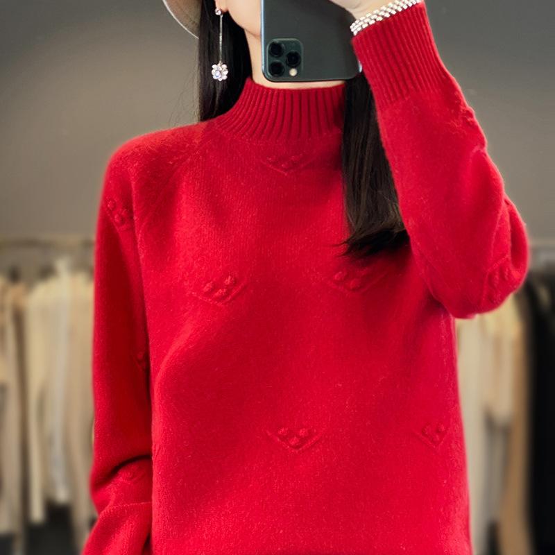 Thickened Half-high Neck Cardigan for Women In Autumn and Winter New Soft and Warm Cashmere Knitted Base Shirt Versatile Sweater