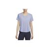 Solid Color Logo Round Neck Short Sleeve T-Shirt Women Tops Indigo-Mist DD0639-519
