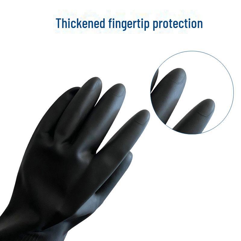 Triangle Thickened Non-Slip Industrial Latex Gloves - Durable Black and Red Rubber for Dishwashing and Cleaning.