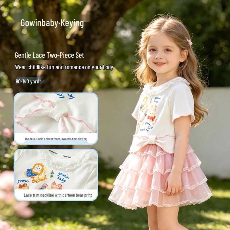 GOWINBABY Девочки Сладкое Летнее Платье-Торт Комплект из Двух Предметов