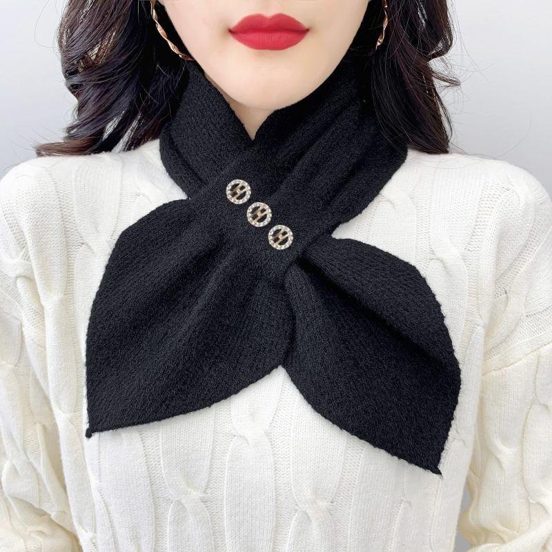 Корейский Толстый Искусственный Мех Бархатный Вязаный Алмазный Защитный Воротник Шарф Зимний Крест Плюшевый Шарф Женский Фальшивый Воротник Свитер Теплый Шарф T51