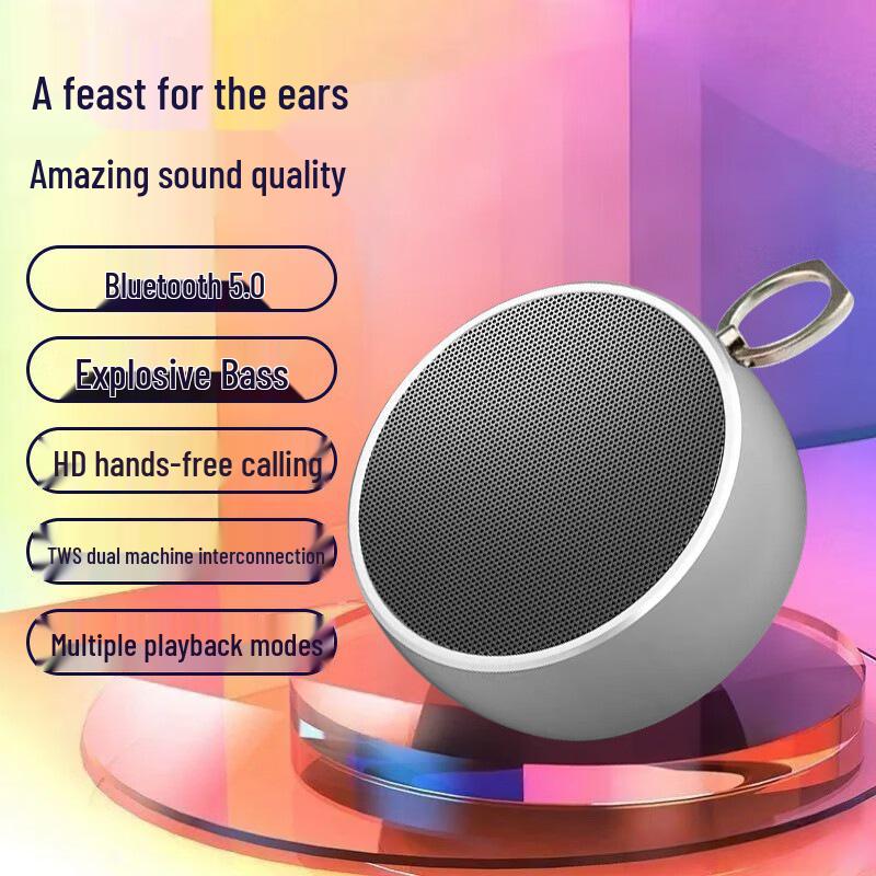 **Портативная беспроводная Bluetooth-колонка BS02 со слотом для карты и кольцом-держателем для пальца**