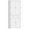 Kitchen Cabinet with 4 Doors, Drawer, and Adjustable Shelves for Kitchen, 80 x 39.5 x 186.4 cm White