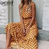 Women's Fashion Summer Spring Solid Color Print Sleeveless O-Neck High Waist Casual Dresses