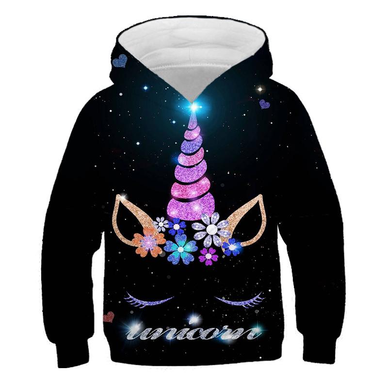 3D розовая толстовка с капюшоном Cool Girl Galaxy Harajuku, синий детский свитер с единорогом, красивая радужная школьная форма, креативная детская одежда