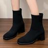 Мода Высокие каблуки Женские плетеные ботильоны 2025 Зима Дизайнерская массивная обувь Новые тренды Повседневная обувь Снег Челси Уютные ботинки De Mujer
