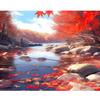 Frame Diy Painting By Numbers Kits Landscape River Red Tree Paint On Canvas Handpainted Home Decoration For Diy Gift 40x50cm