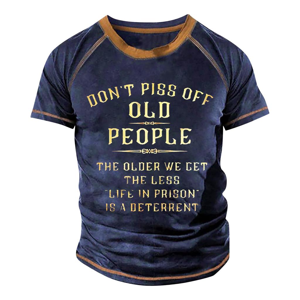 Мужская футболка реглан в стиле ретро с коротким рукавом и круглым вырезом с буквенным принтом, топы