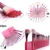 Набор кистей для макияжа 22 шт. с портативным розовым скручивающимся чехлом для растушевки и проработки деталей