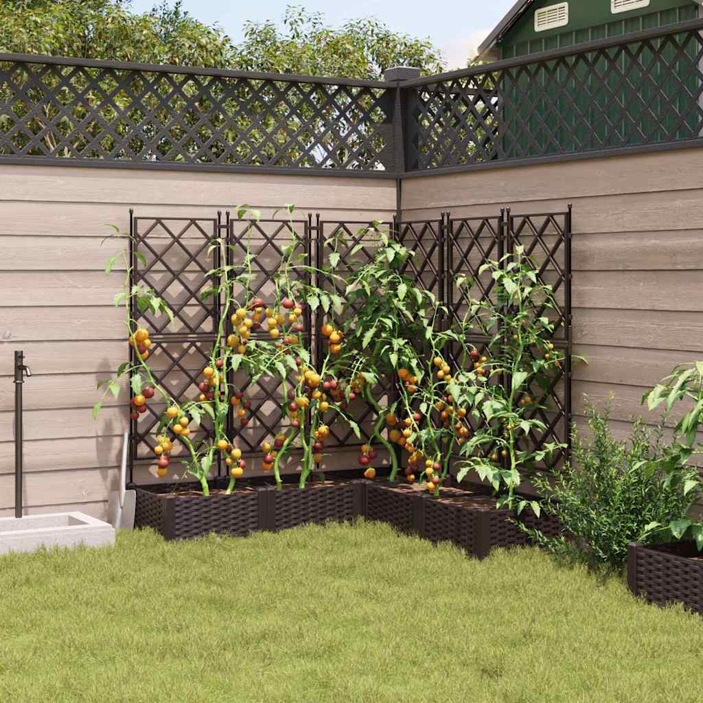 Garden Planter Set 5 pcs Brown 120 x 120 x 125.5 cm Plastic