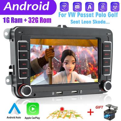 7-дюймовый 2Din Android GPS автомобильный мультимедийный плеер для Volkswagen Golf Polo Tiguan Passat b7 b6/SEAT Leon/Skoda Octavia 1 + 32 ГБ