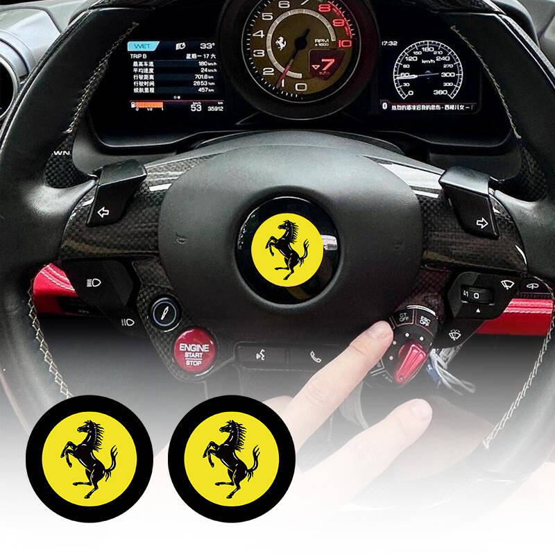 5.5СМ F-Ferrari-F Логотип Автомобиля Наклейка на Руль Декоративная Наклейка для Ferrari Roma 488 Portofino Spider SF90 F8 Competizione