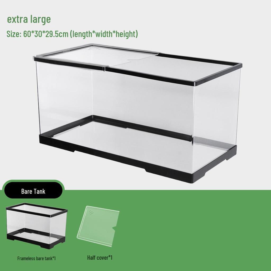 Компактный террариум для черепахи с платформой для обогрева - Элегантная настольная среда обитания с крышкой для экологичной гостиной