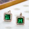 Коготь Инкрустация Зеленый Циркон Золотой Цвет Квадратные Серьги-капли для Женщин Этнические Ювелирные Изделия Роскошные Подходящие Аксессуары