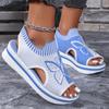 Plus Size 2025 Summer New Casual Fly Woven Hollow Fish Mouth Beach Women's Sports Style Sandals
