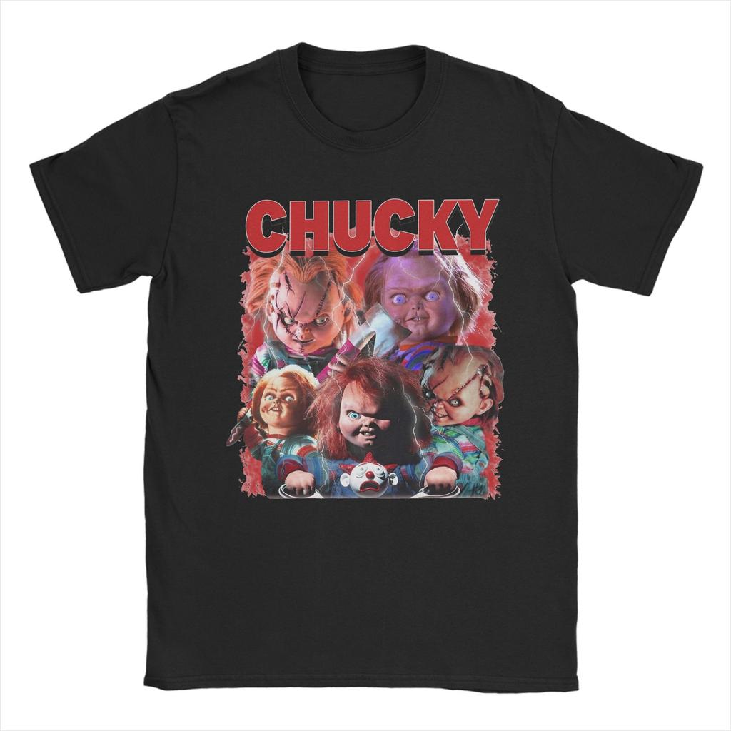 Halloween Chucky Horror Movie T-Shirts for Men Funny Cotton Tees Crew Neck Short Sleeve T Shirts Printed Clothes