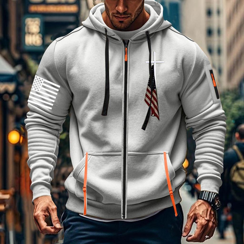 Мужская спортивная повседневная толстовка с капюшоном, кардиган с капюшоном на молнии, многокарманное пальто с капюшоном