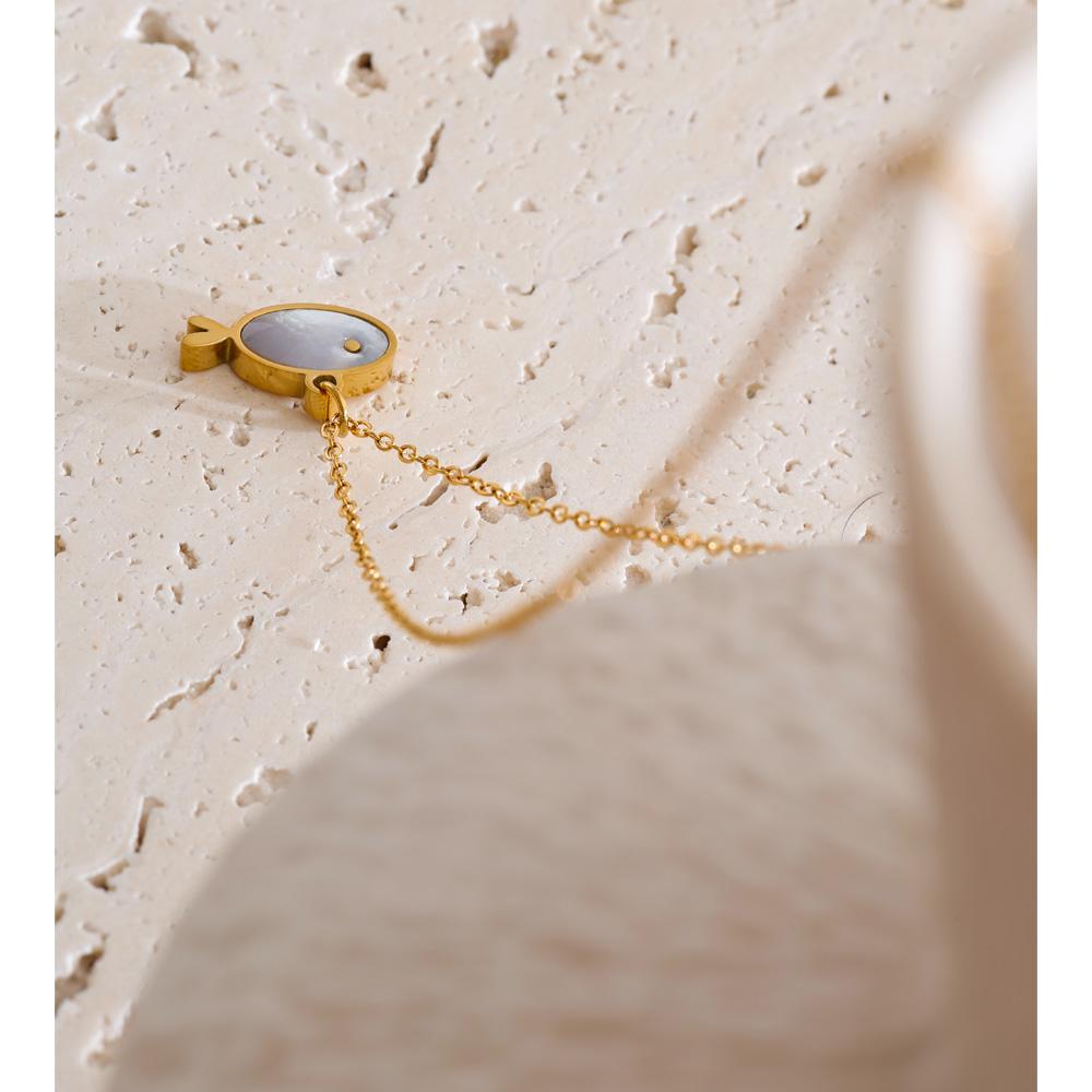 Yhpup Ocean Series Stainless Steel Natural Shell Fish Pendant Necklace Trending Summer Collar Neck Jewelry Waterproof