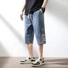 Summer Straight Leg Denim Sports Trend Brand Men's Cropped Shorts