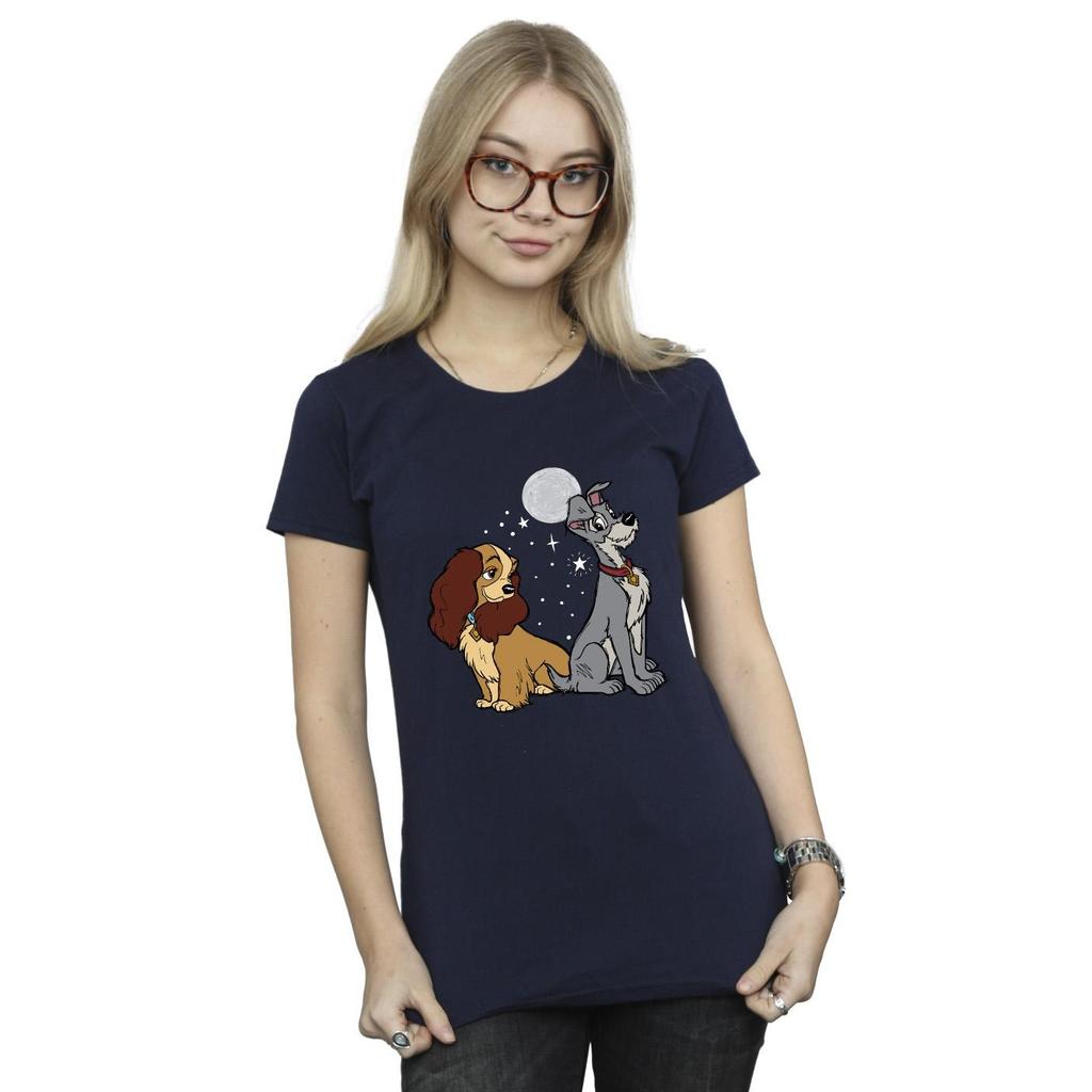Disney Womens/Ladies Lady And The Tramp Moon Cotton T-Shirt