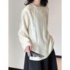 Juzhi Women's Autumn Retro Cool Loose Round Neck Shirt