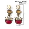 SHIXIN Vintage Resin Acrylic Flower Drop Earrings for Women Creative Red Flower Pot Pendant Earrings Party Jewelry Accessories