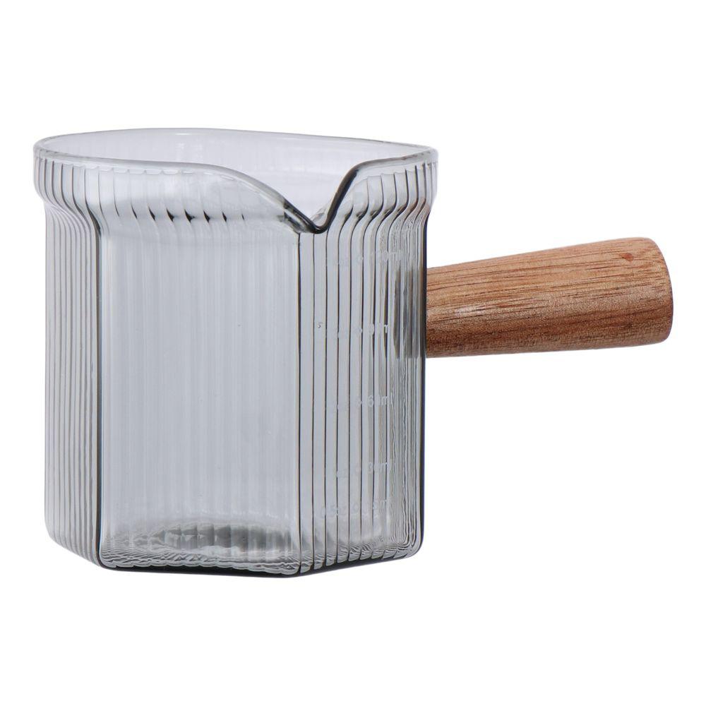 Чашка для эспрессо с деревянной ручкой, стеклянная мерная чашка, легко чистящаяся чашка для молока, порция эспрессо с молоком