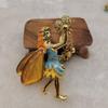 Золотое покрытие, маркировка Kf, европейские и американские товары, трехмерная цветная глазурь, точечное сверление, брошь «Летающая фея».