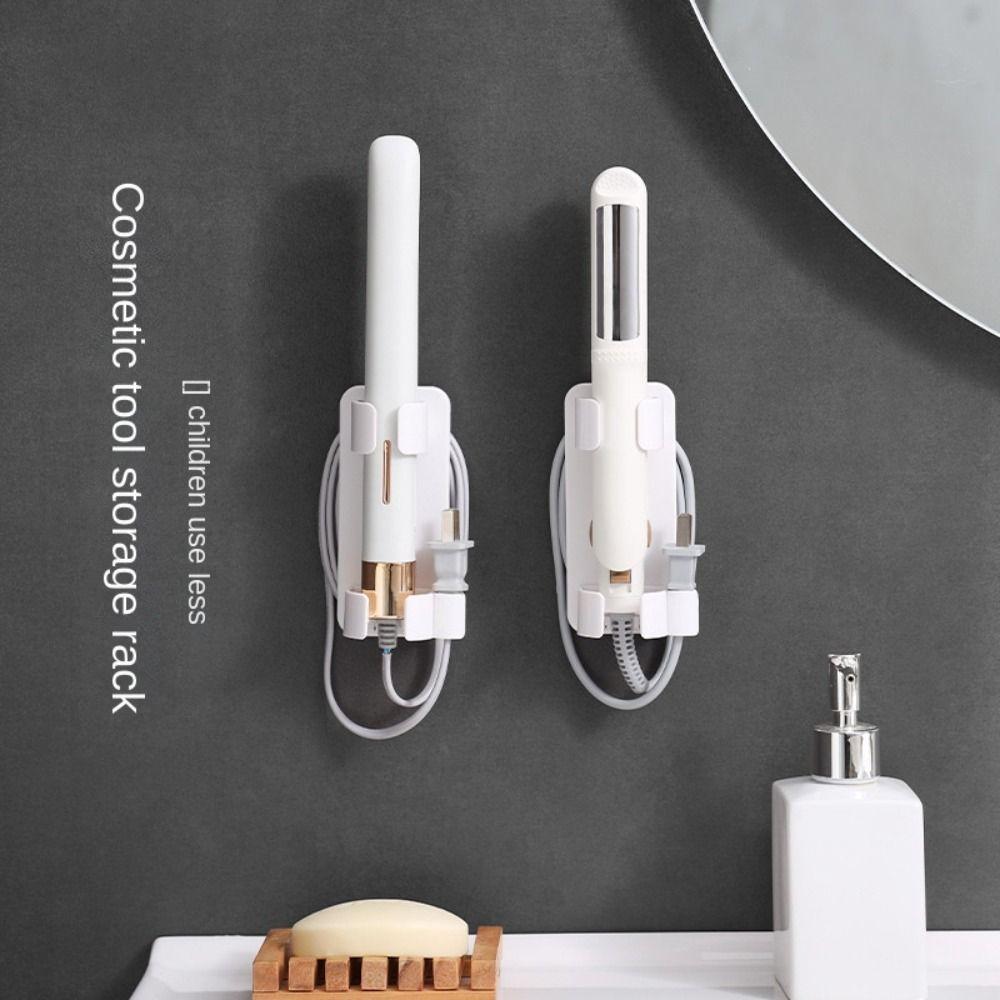 Настенный держатель для плойки и выпрямителя, без сверления, полка-органайзер для электрических щипцов