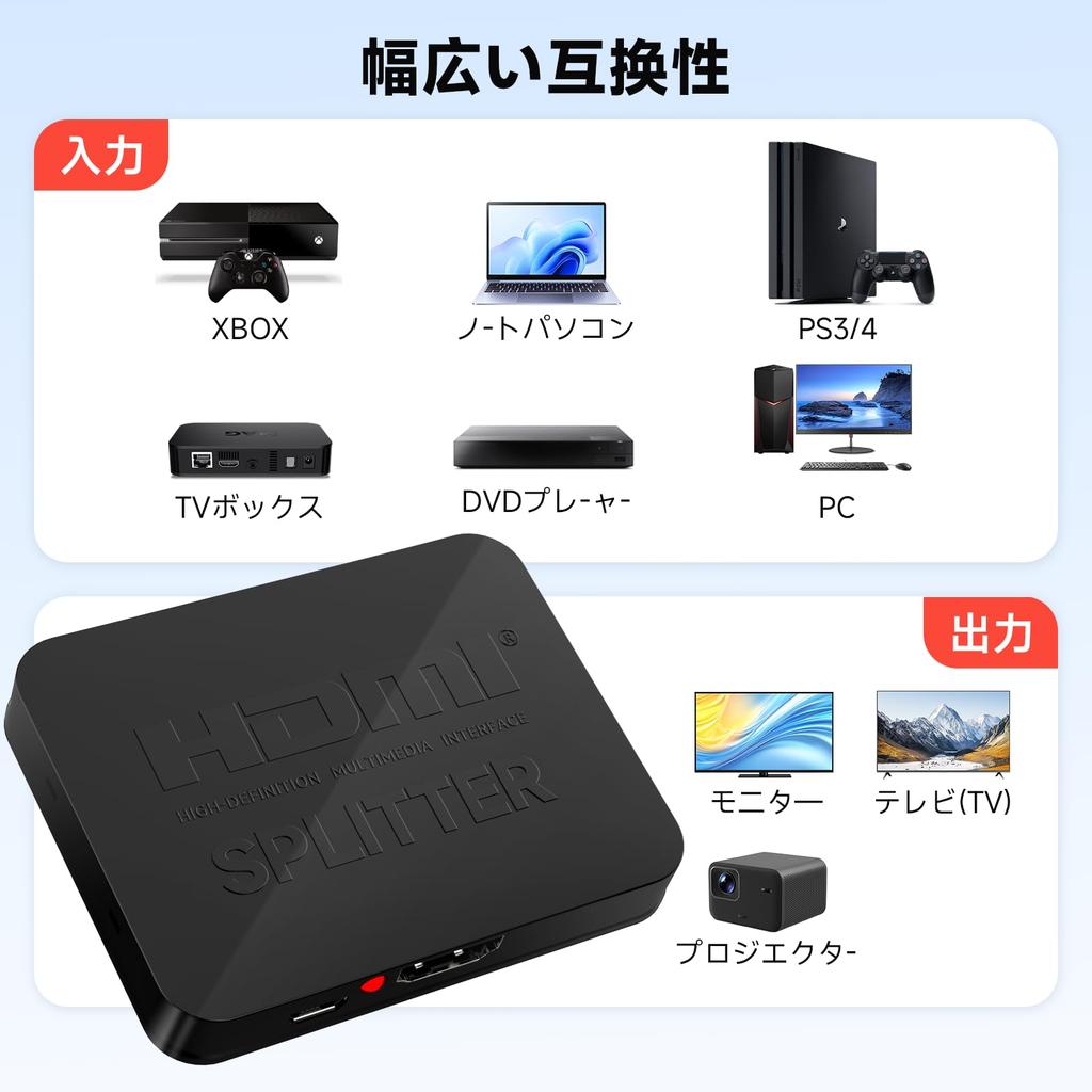 HDMI 1 2 Технология вывода Стабильный одновременный двойной экран Легко Широко совместимый с В комплекте: Инструкция на японском языке, HDMI-кабель, USB-кабель питания