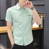 Summer Men's Short-sleeved Shirt Trend Fashion Embroidery Shirt Slim Work Men's Professional Inch Shirt