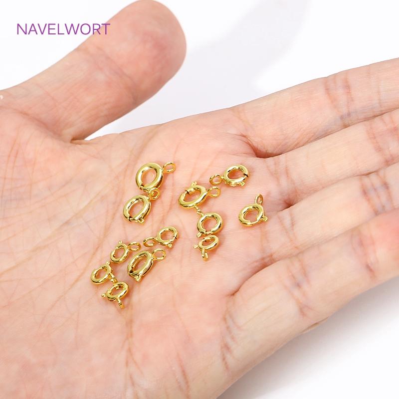 14K/18K Gold Plated Brass Spring Clasps,5/5.5/6/7mm Round Spring Clasps Connector,Clasps For Bracelets ,DIY Jewelry Accessories