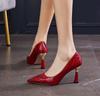 Shoes For Women 2025 High Heels Ladies Summer Footwear Pointed Toe Red Pumps Evening On Heeled Casual Social Korean Style Slip