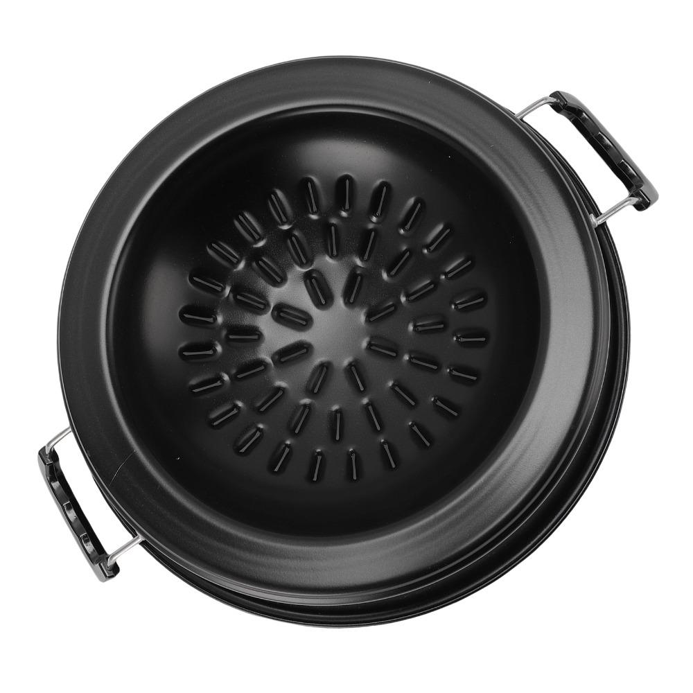 Black Thai BBQ Grill Pan Iron Round Thai Style BBQ Portable Grill Pan with Side Restaurant Use