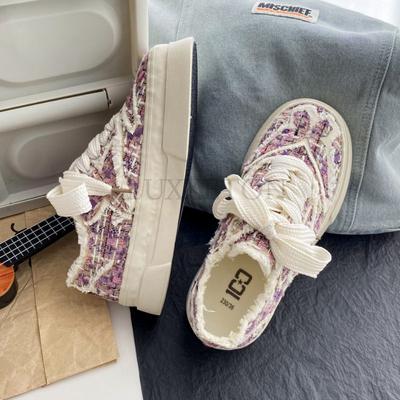 Женские парусиновые туфли, женские разноцветные кроссовки на платформе, женские повседневные туфли на шнуровке с толстой подошвой, плоские туфли для скейтбординга